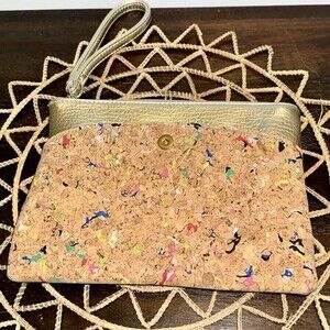 Street Level Cork Color Splash Wristlet Clutch, Paint Splash, 10”x 7”